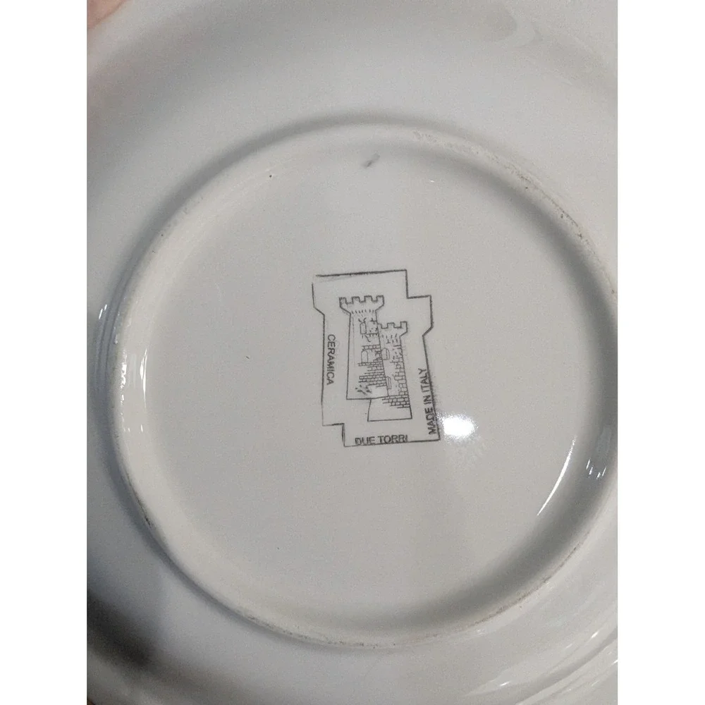 Due Torri Ceramic Plate Cream Blue Pink Floral Scenery 10